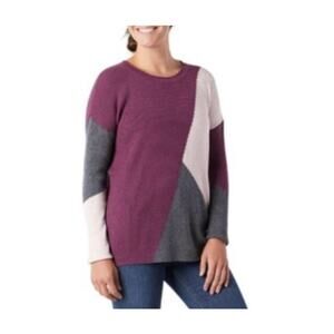 Smartwool Purple Gray Colorblock Wool Sweater